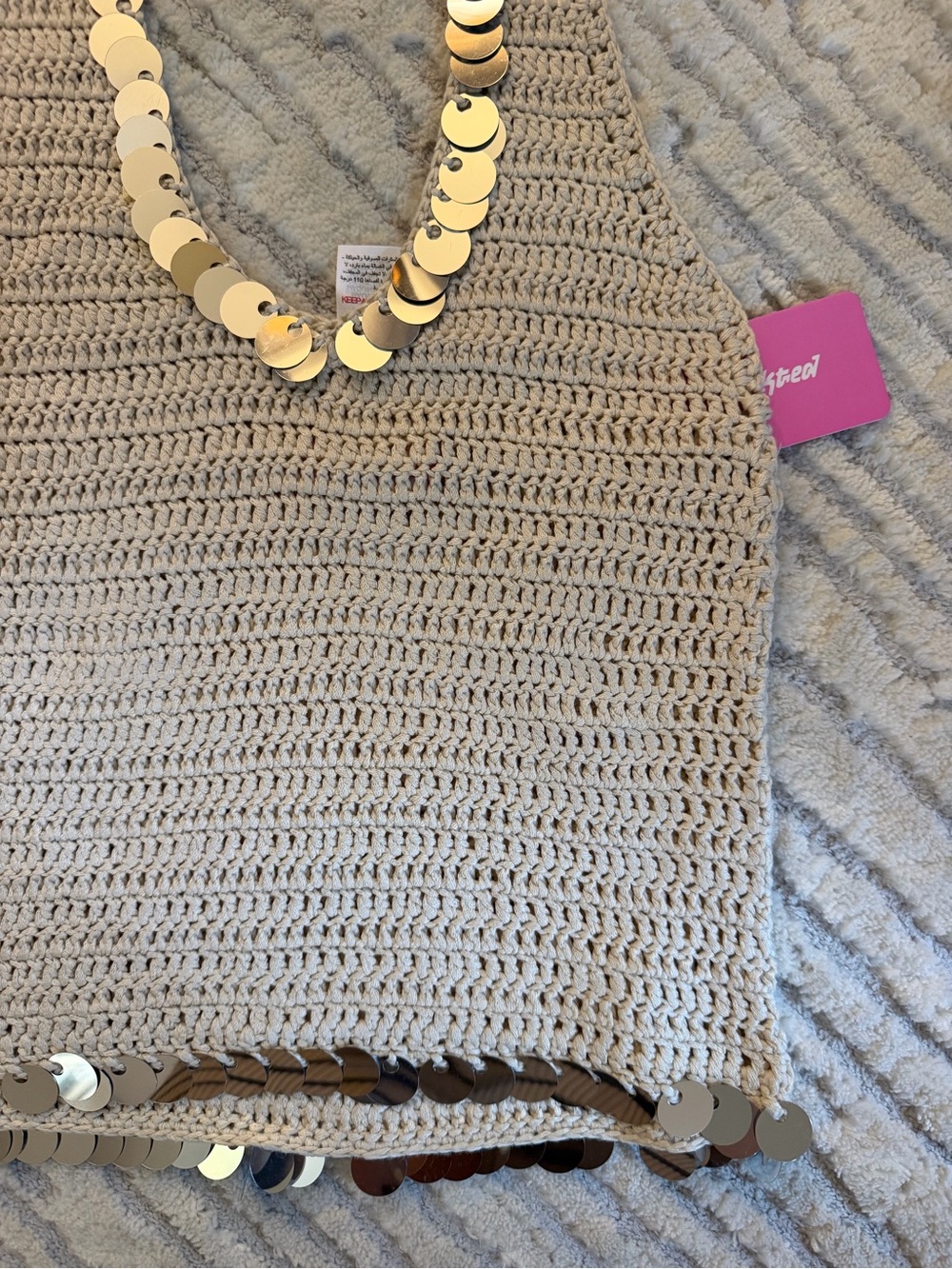 Edikted Kimiko Sequin Crochet Halter Top - Picture 6 of 7